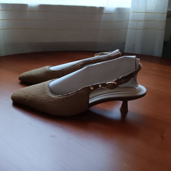 Animal Hair Slingback Mules in Fall 2025 Toasted Tan - Picture 1 of 8